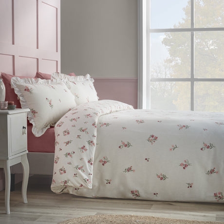 Catherine Lansfield Ditsy Floral Pink 100% Brushed Cotton Duvet Set