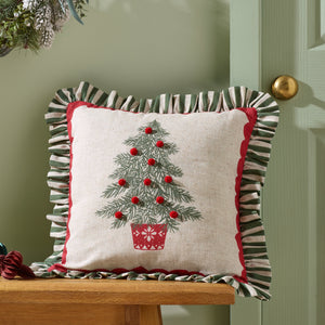 Catherine Lansfield Frilled Christmas Tree Green 45cm x 45cm Polyester Filled Cushion