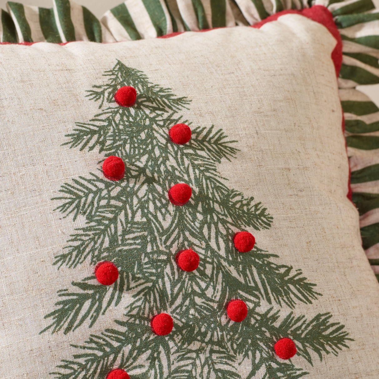 Catherine Lansfield Frilled Christmas Tree Green 45cm x 45cm Polyester Filled Cushion