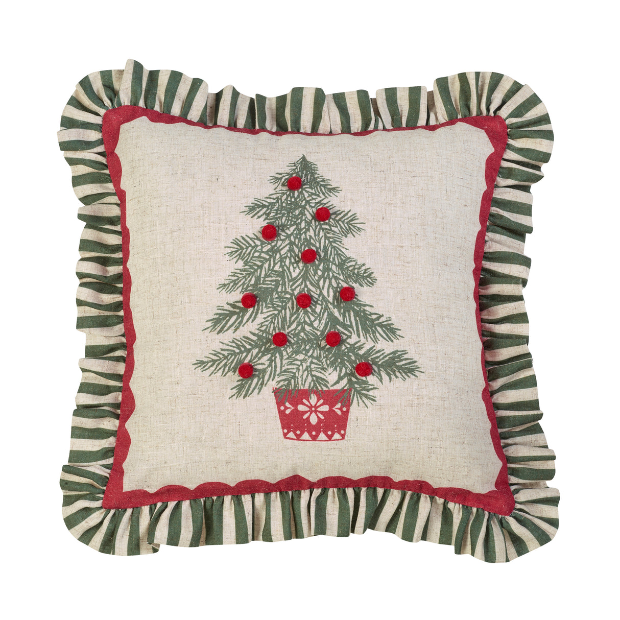 Catherine Lansfield Frilled Christmas Tree Green 45cm x 45cm Polyester Filled Cushion