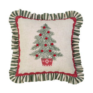 Catherine Lansfield Frilled Christmas Tree Green 45cm x 45cm Polyester Filled Cushion
