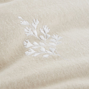 Bianca Fine Linens Leaf Embroidery Natural 100% Brushed Cotton Duvet Set