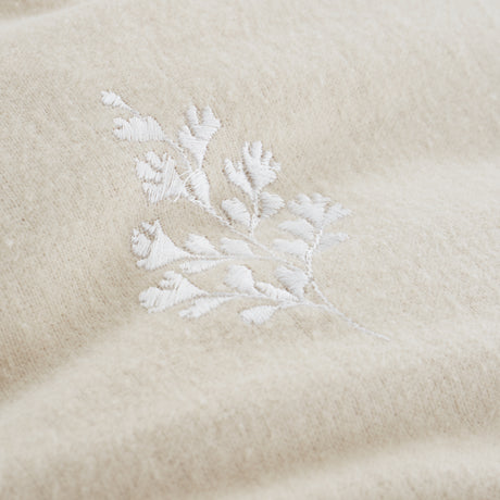 Bianca Fine Linens Leaf Embroidery Natural 100% Brushed Cotton Duvet Set