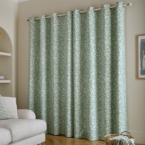Catherine Lansfield Arla Floral Green Eyelet Curtains
