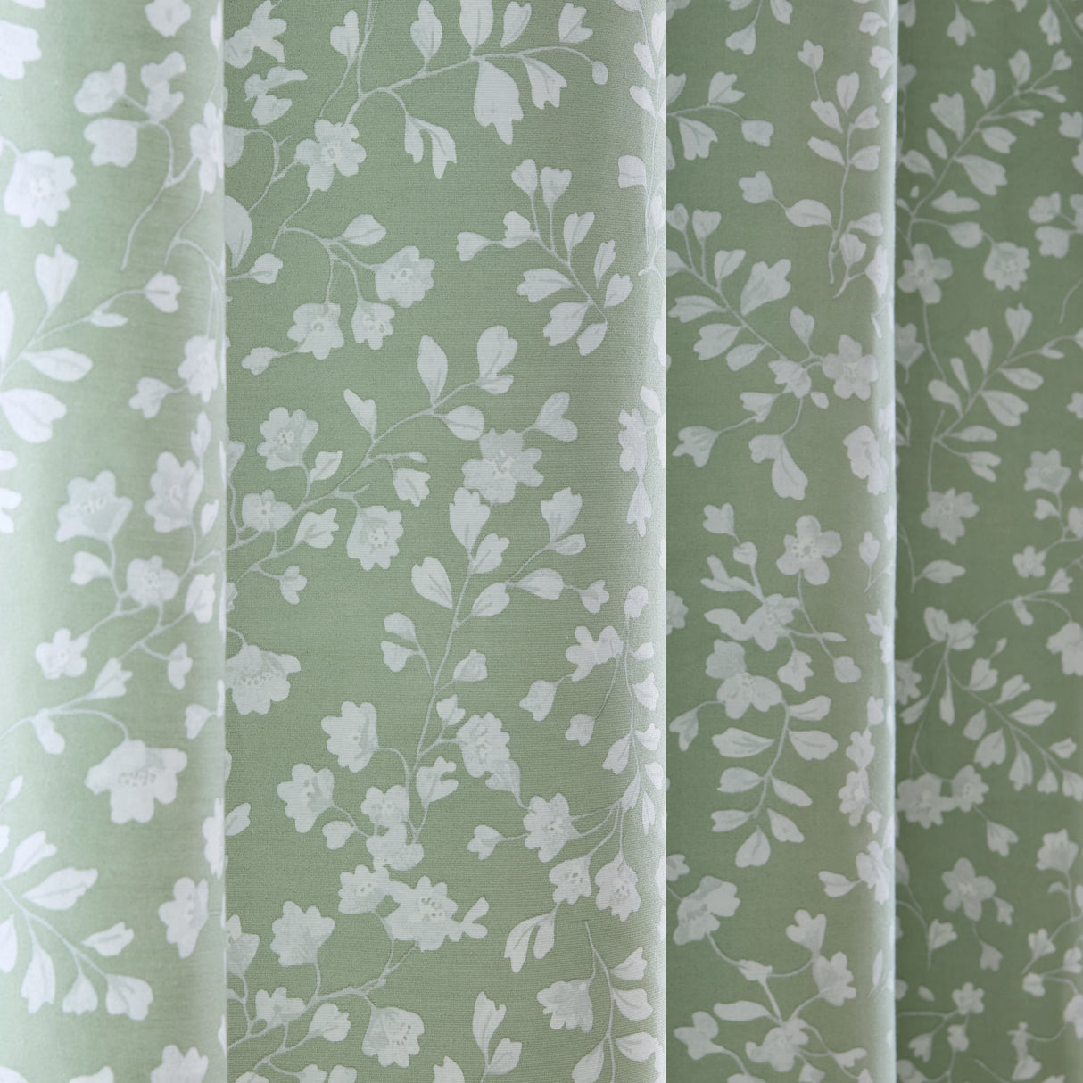 Catherine Lansfield Arla Floral Green Eyelet Curtains