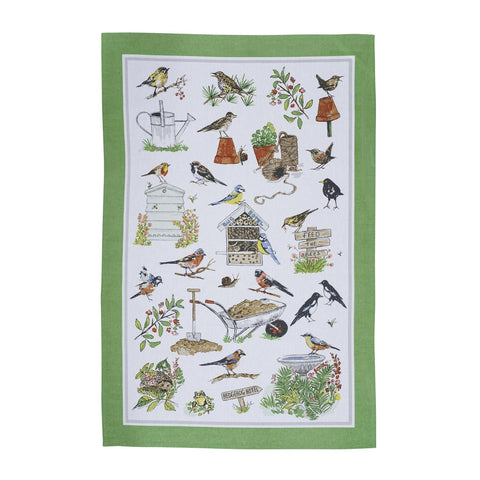 Ulster Weavers Garden Birds Green Tea Towel