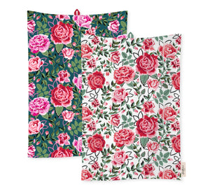 Cath Kidston CKDRTTOWEL2 Dolly Roses Pack of 2 Tea Towels