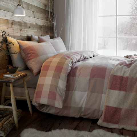 Appletree Ashford Check Natural 100% BCI Brushed Cotton Duvet Set