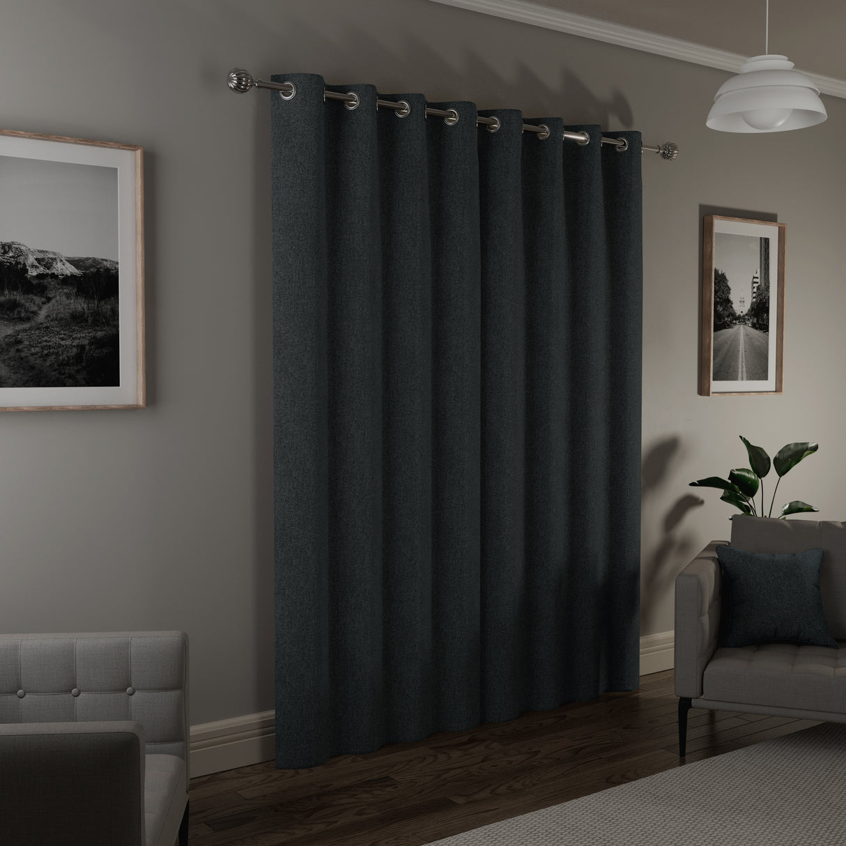 Tyrone Austin 100% Blackout Lined Eyelet Curtains