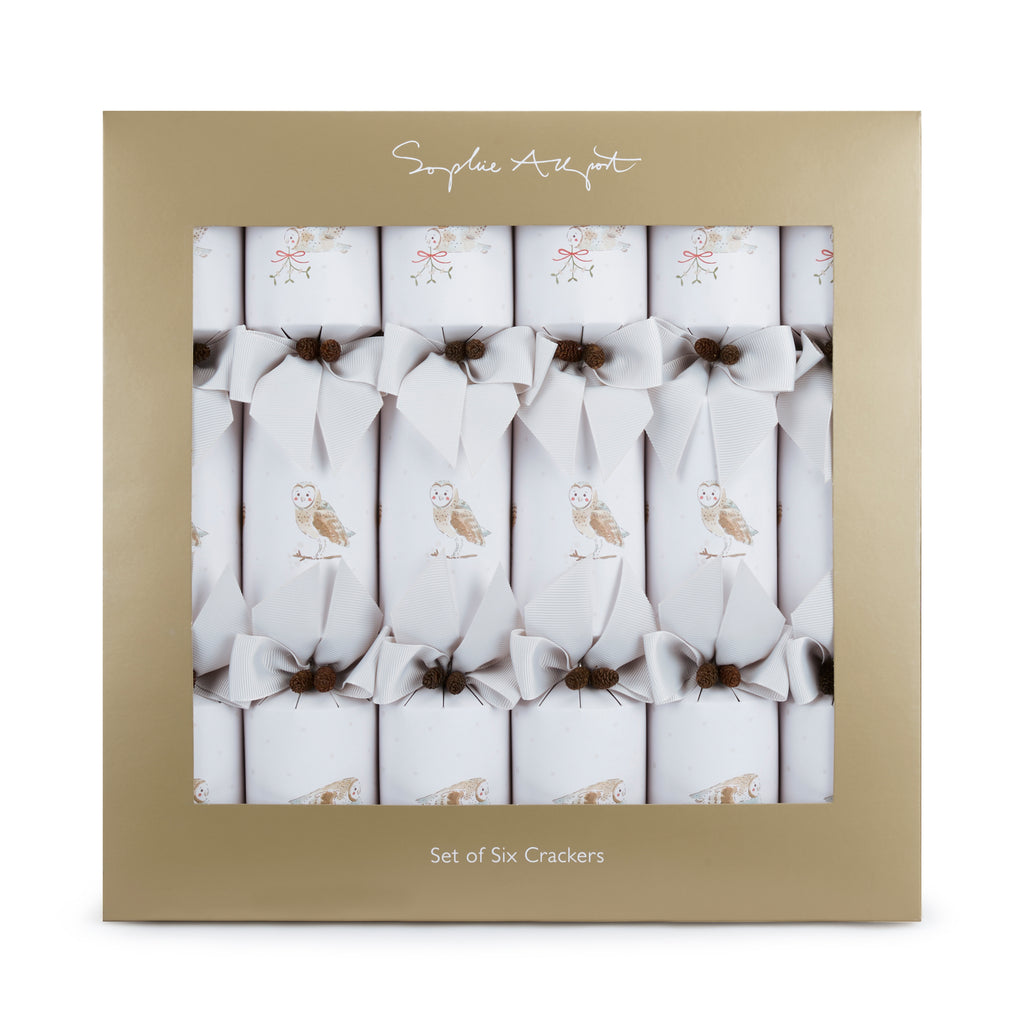 CR12012 Sophie Allport Snowy Owls Christmas Crackers Set of 6