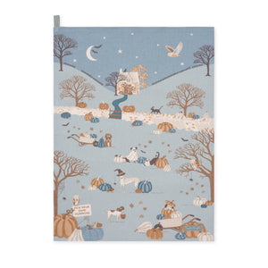 ALL144601S Paws & Pumpkins Tea Towel Scene