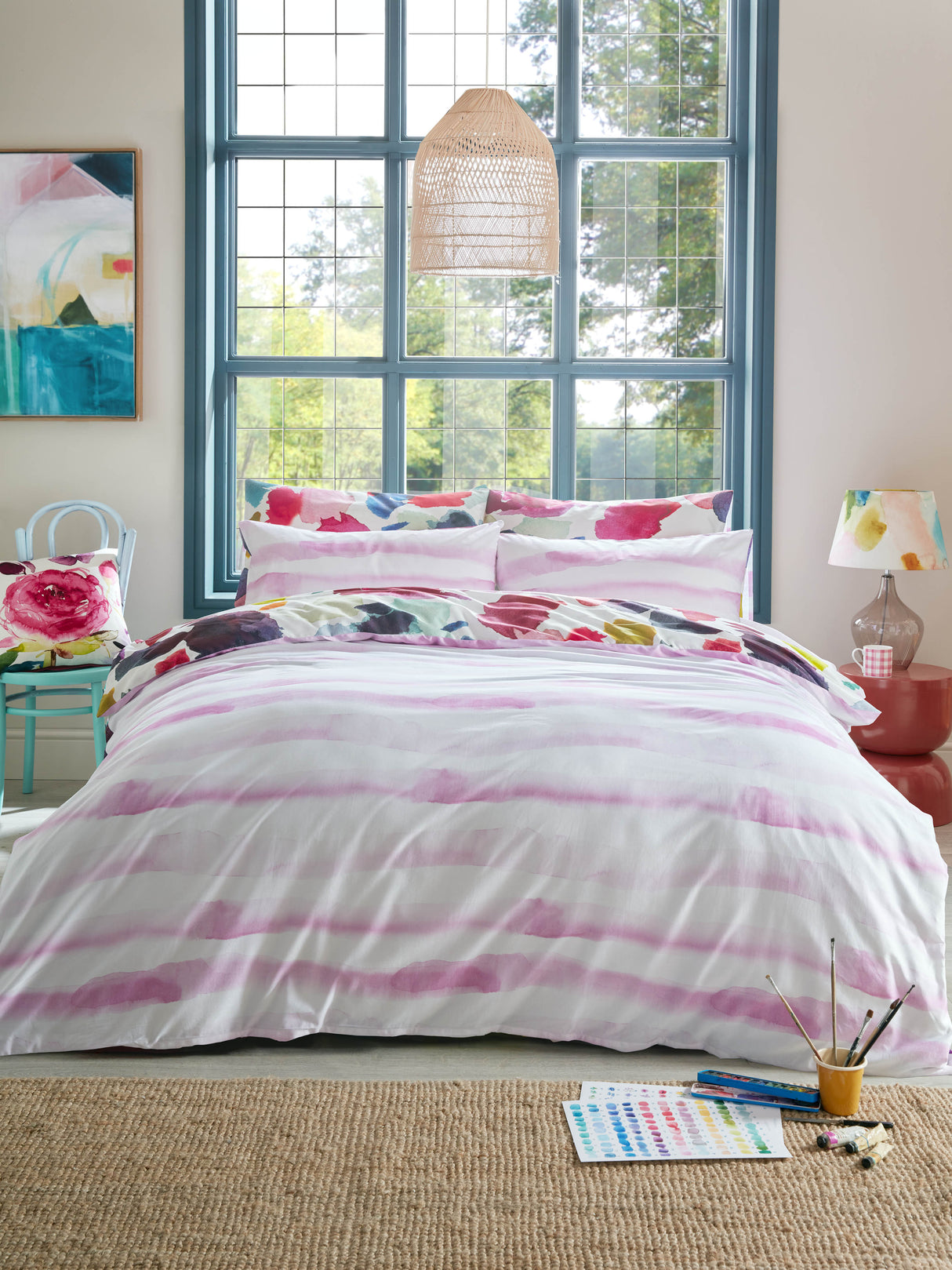Bluebellgray Abstract Fuchsia Duvet Set