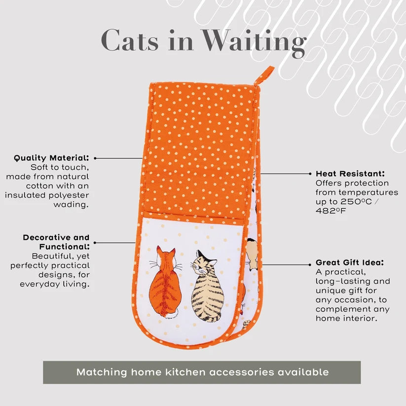 Ulster Weavers Cats in Waiting Orange Double Oven Glove