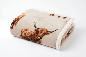 Deyongs 1846 Angus Highland Cow 140cm x 180cm Sherpa Throw