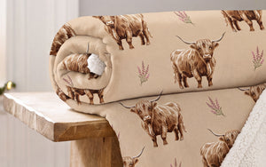 Deyongs 1846 Angus Highland Cow 140cm x 180cm Sherpa Throw