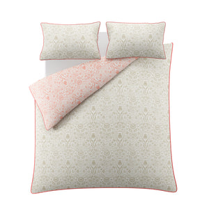 Laura Ashley Ashstead Damask Natural Coral Duvet Set