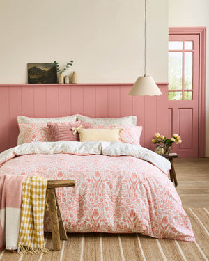 Laura Ashley Ashstead Damask Natural Coral Duvet Set