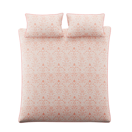 Laura Ashley Ashstead Damask Natural Coral Duvet Set