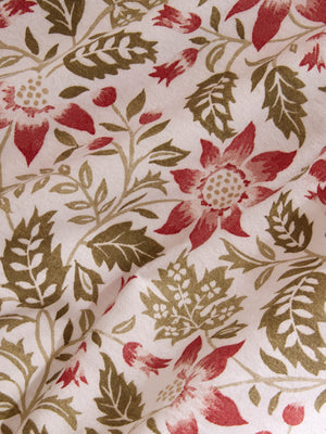 Laura Ashley Astley Floral Christmas Festive Red 100% Brushed Cotton Duvet Set