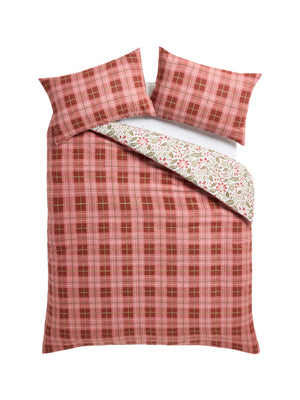Laura Ashley Astley Floral Christmas Festive Red 100% Brushed Cotton Duvet Set