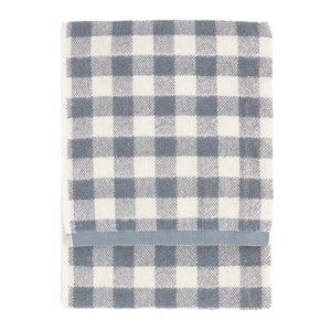 The Linen Yard Barton Gingham 100% Cotton Denim Blue Towels
