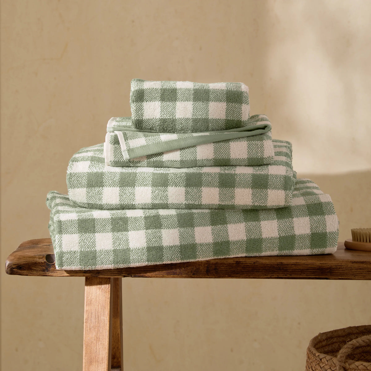 The Linen Yard Barton Gingham 100% Cotton Forest Towels