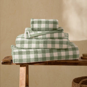 The Linen Yard Barton Gingham 100% Cotton Forest Towels