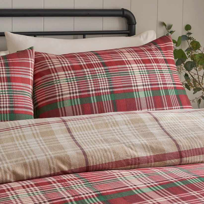 Dreams N Drapes Bennet Check 100% Brushed Cotton Duvet Set