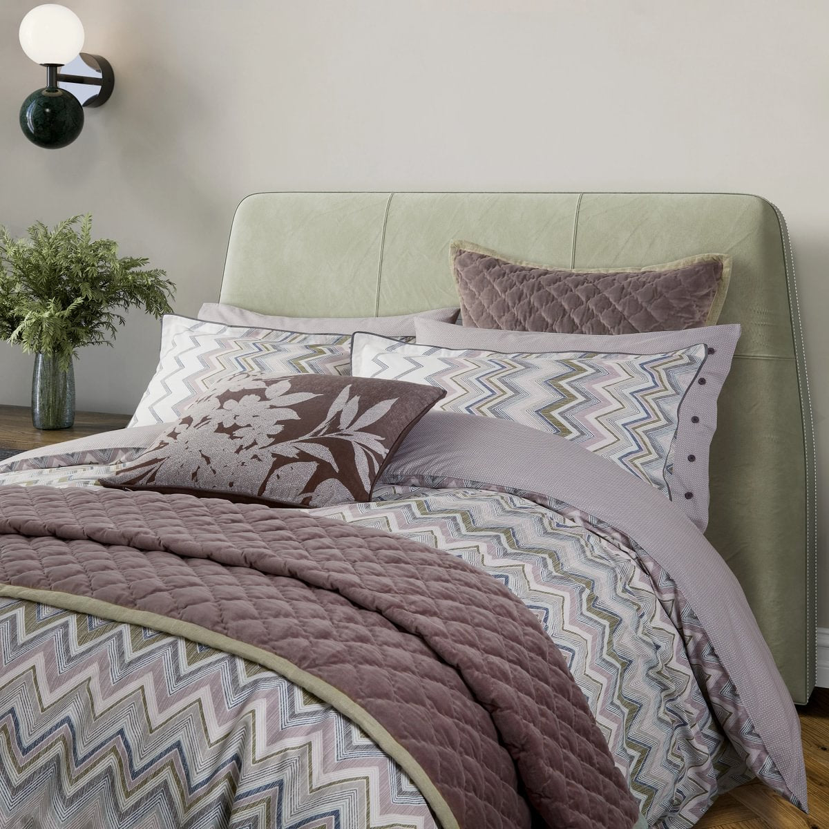 Bedeck of Belfast Claudia Dusky Pink & Olive Green Duvet Set
