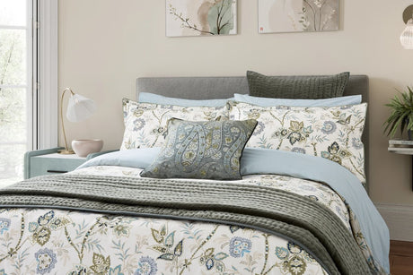 Bedeck of Bedeck Emira Soft Teal & Green Duvet Set