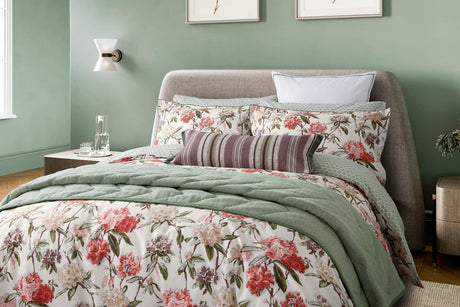 Bedeck of Belfast Elswyth Print Olive & Mulberry Duvet Set