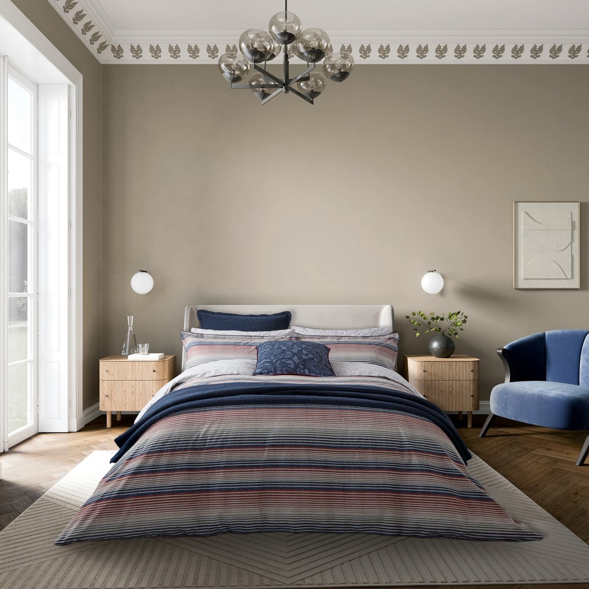 Bedeck of Belfast Stafford Navy & Red Duvet Set