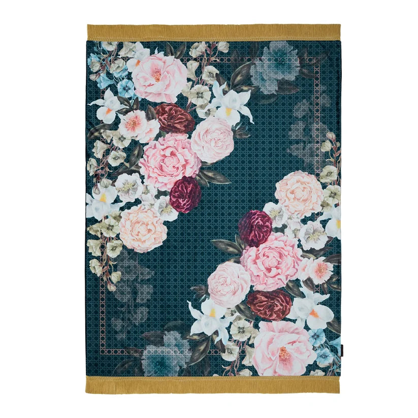 Laurence Llewelyn Bowen Bouquet List Blue 130cm x 180cm Throw