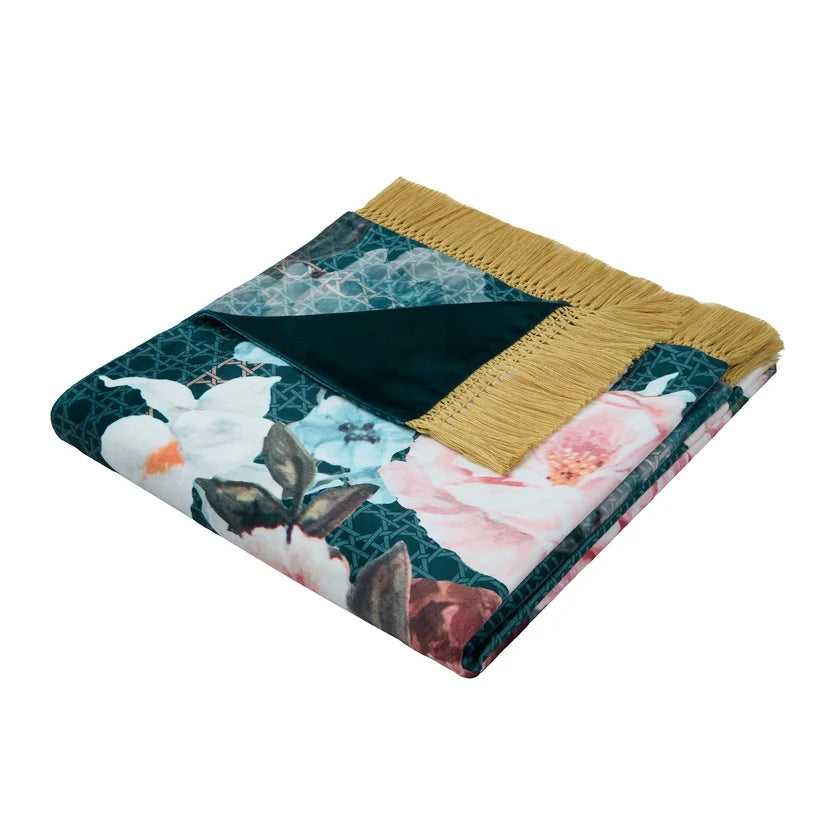 Laurence Llewelyn Bowen Bouquet List Blue 130cm x 180cm Throw