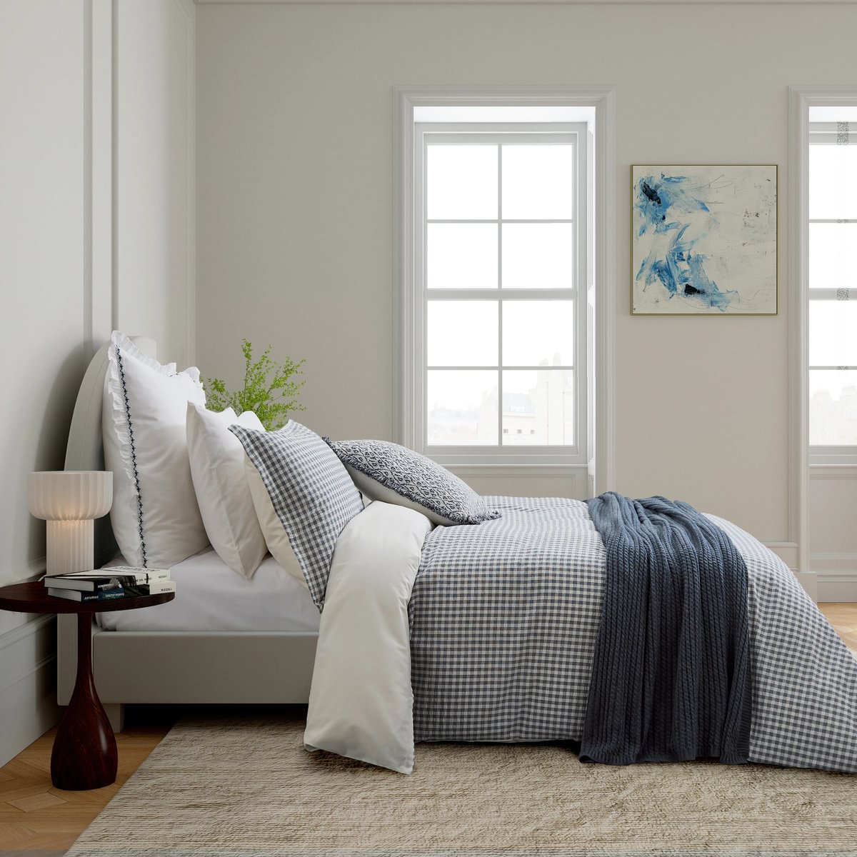 Bedeck of Belfast Mallory White & Navy Duvet Set