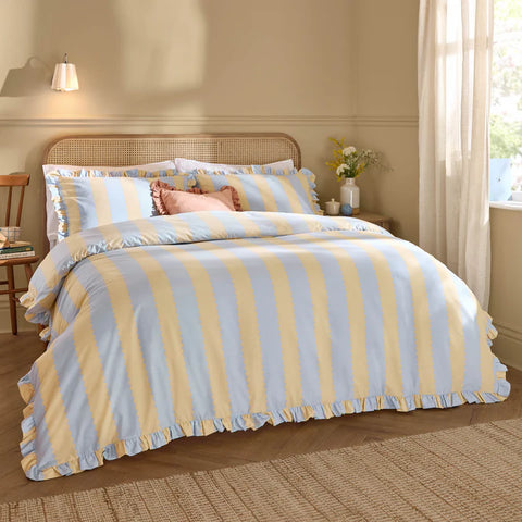 Wylder Birdie Stripe Ruffle Duvet Set