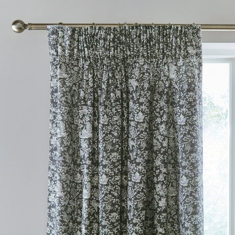 Burleigh X Bedeck of Belfast Regal Peacock Charcoal & White Lined Blackout 6" Tape Header Curtains