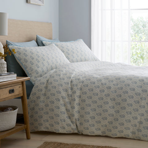 Dreams n Drapes Block Floral Blue Duvet Set