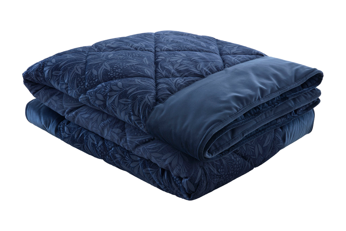 Laura Ashley Barley Embossed Navy 235cm x 235cm Quilted Bedspread