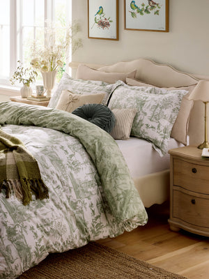 Laura Ashley Braysmith Toile Olive Green Duvet Set