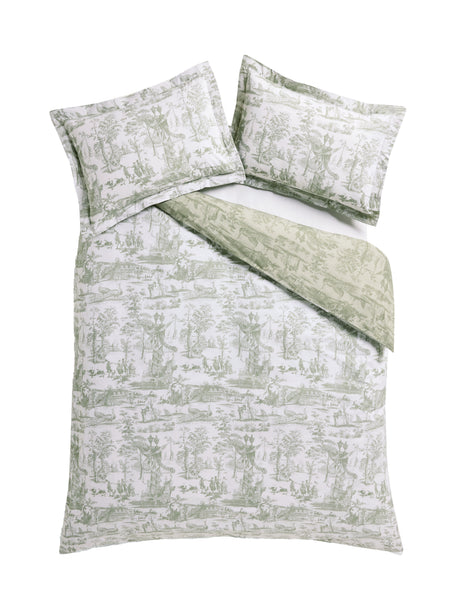 Laura Ashley Braysmith Toile Olive Green Duvet Set