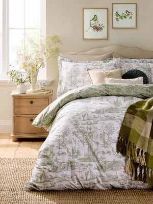 Laura Ashley Braysmith Toile Olive Green Duvet Set