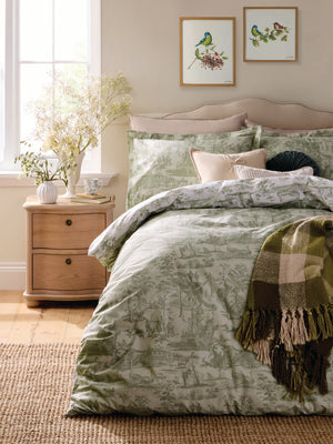 Laura Ashley Braysmith Toile Olive Green Duvet Set