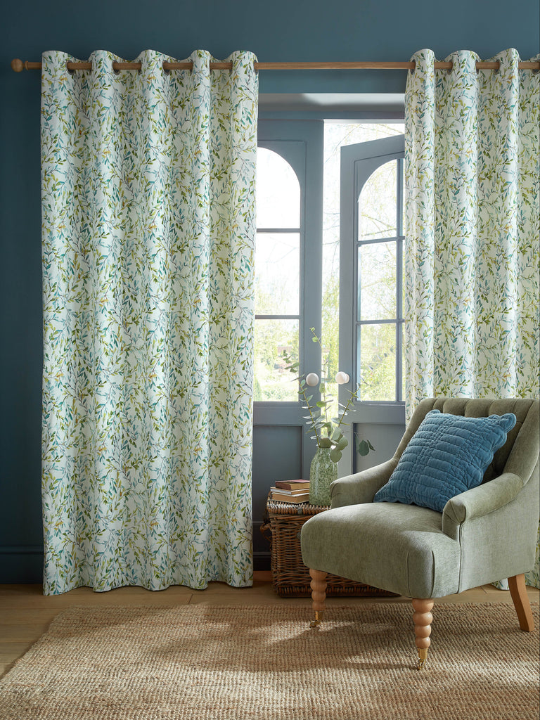 Laura Ashley Brayton Leaves Multi Lined Eyelet Curtains