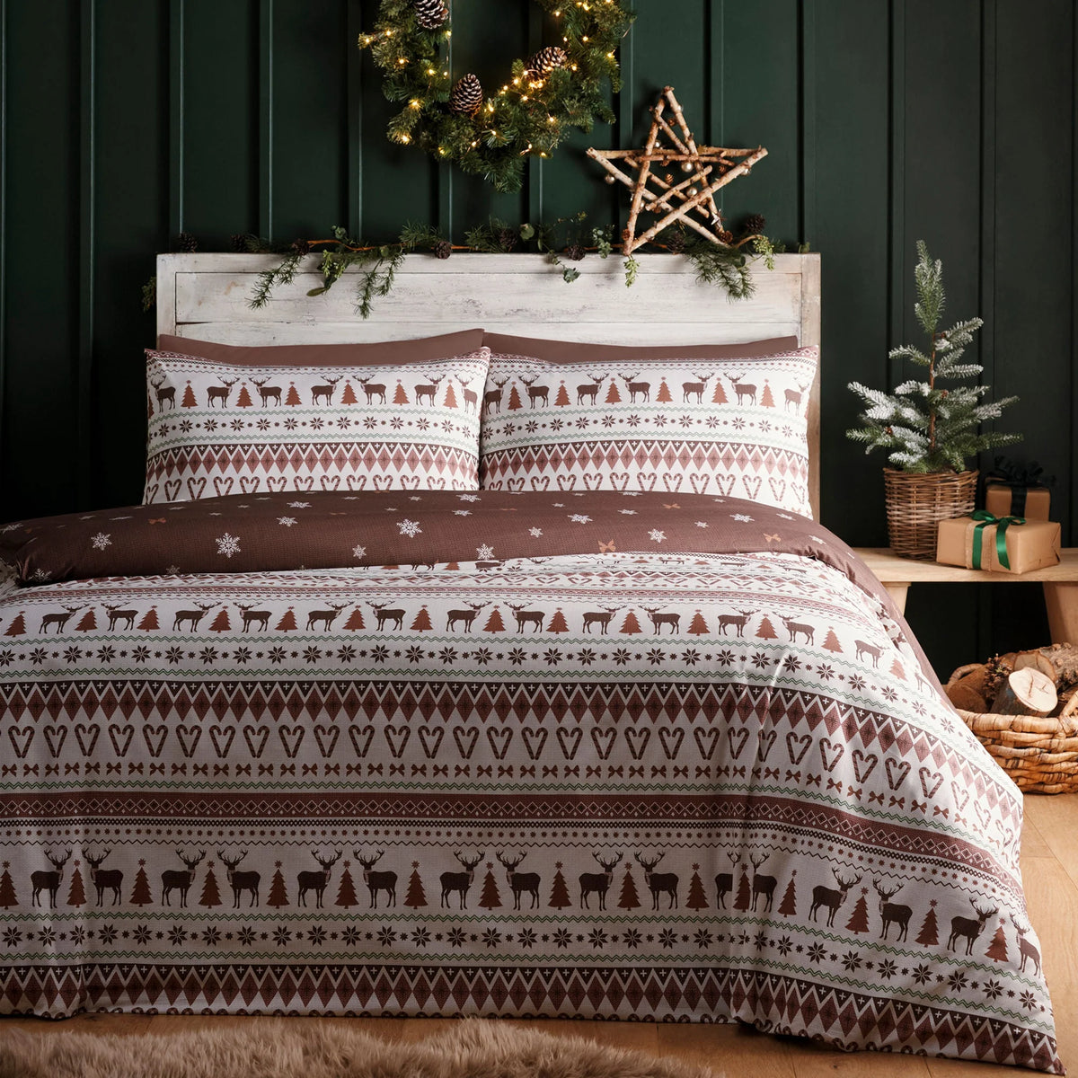 Fusion Christmas Fairisle Natural Duvet Set
