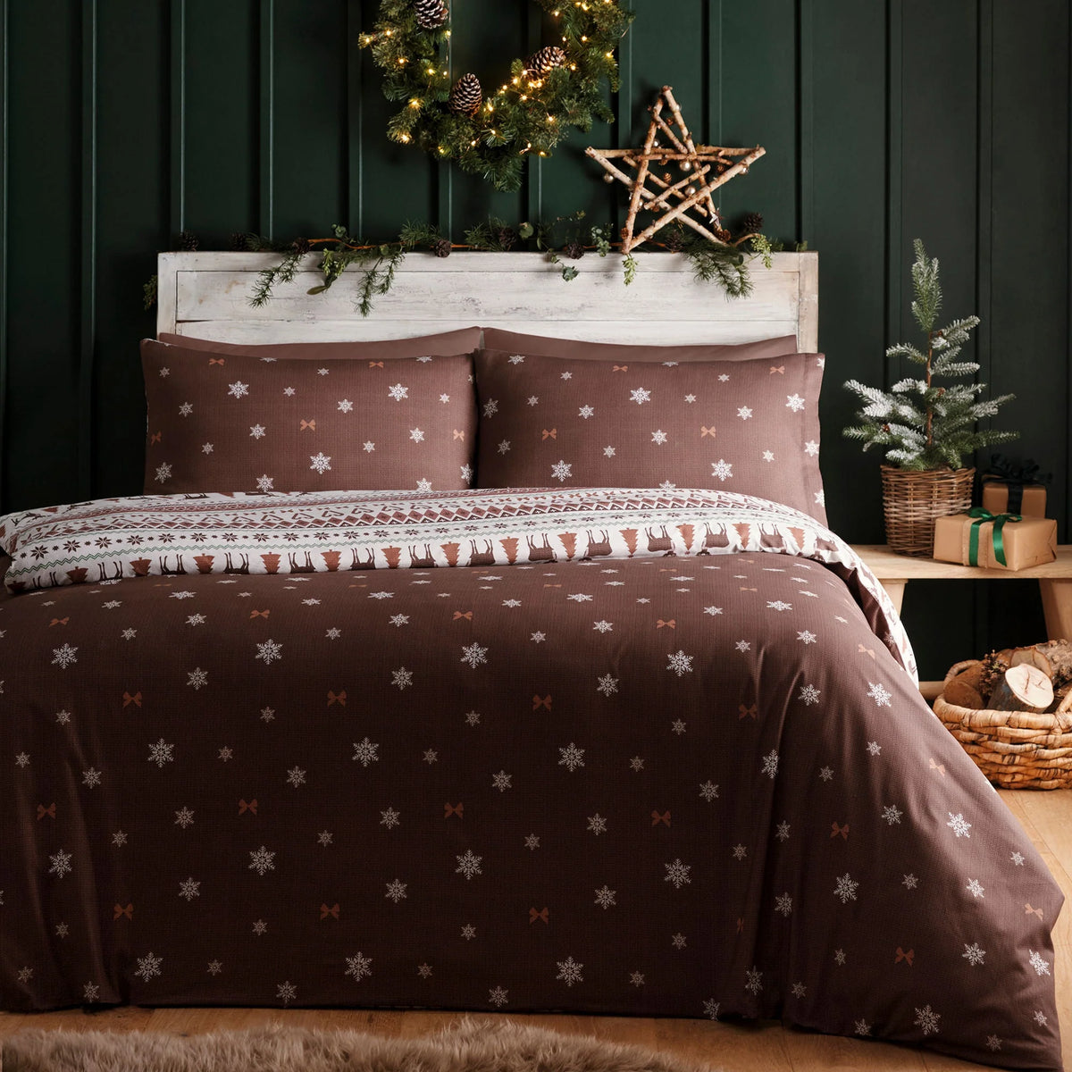 Fusion Christmas Fairisle Natural Duvet Set