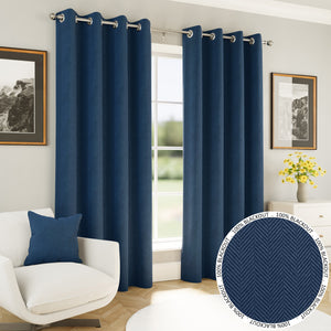 Tyrone Chester Herringbone Jacquard 100% Blackout Curtains