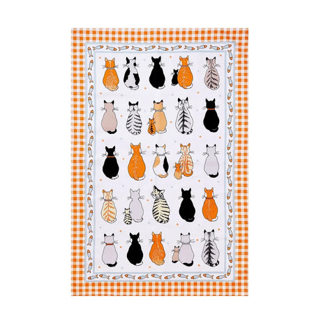 Ulster Weavers Cats in Waiting Orange Tea Towel