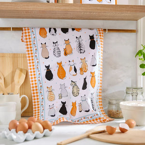 Ulster Weavers Cats in Waiting Orange Tea Towel