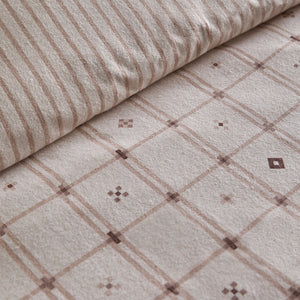 Dreams N Drapes Cottage Check Natural 100% Brushed Cotton Duvet Set